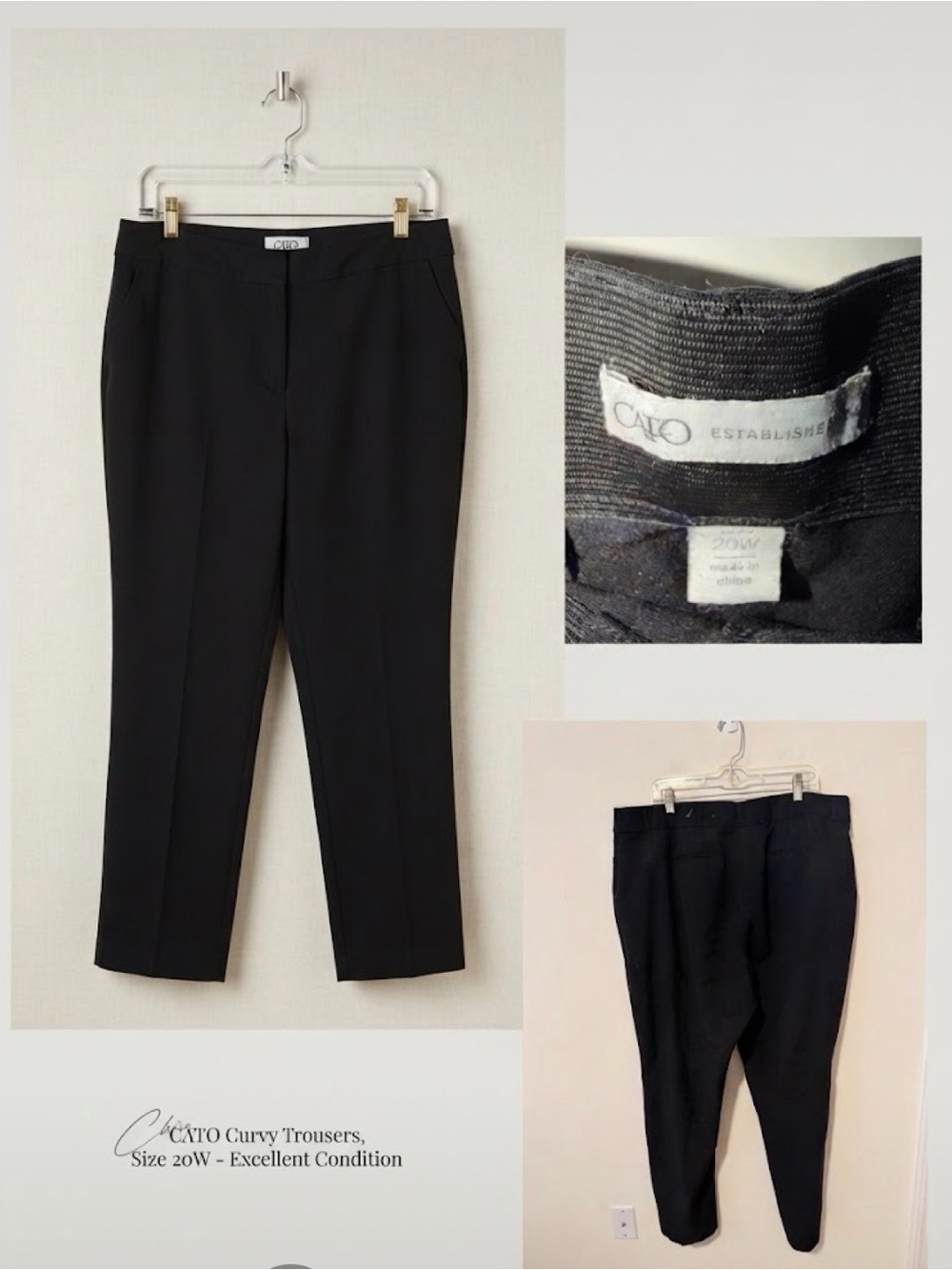 Cato Black Curvy Pull-On Trousers